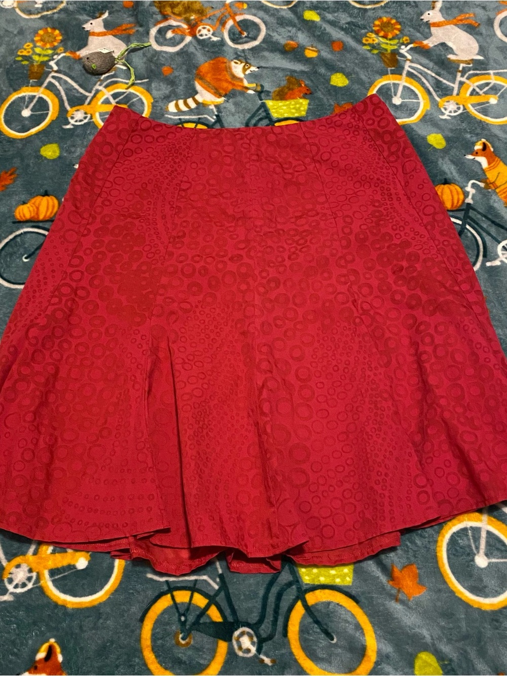 Hot Pink A-line Midi Skirt w/ Embossed Geo Circles Design Cato Women’s Size 12/L